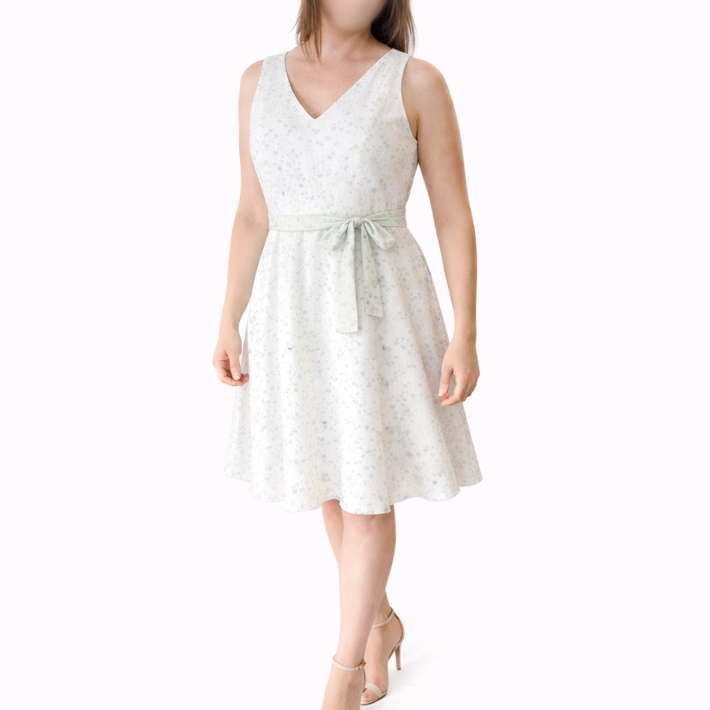 Suzy Shier White Floral Midi Dress